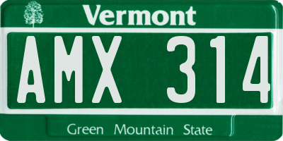 VT license plate AMX314