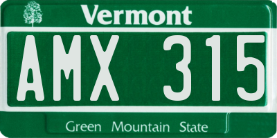 VT license plate AMX315