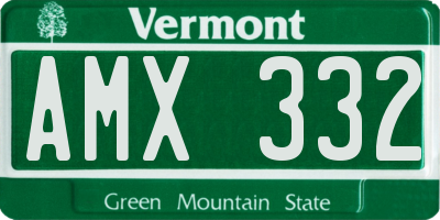 VT license plate AMX332