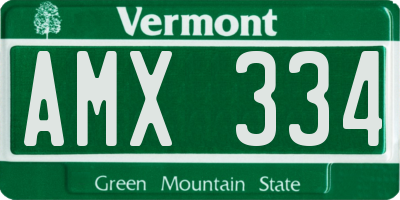 VT license plate AMX334