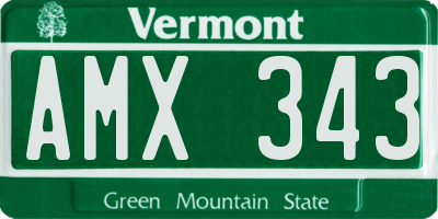 VT license plate AMX343