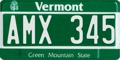 VT license plate AMX345