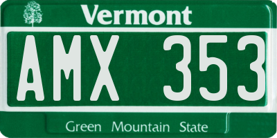 VT license plate AMX353