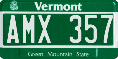 VT license plate AMX357
