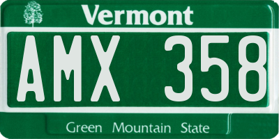 VT license plate AMX358