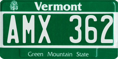 VT license plate AMX362