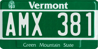 VT license plate AMX381