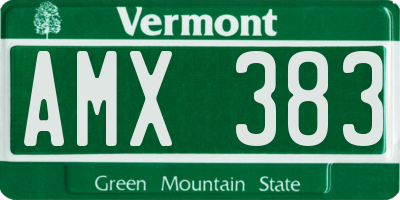 VT license plate AMX383