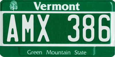 VT license plate AMX386