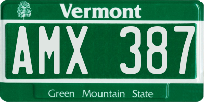 VT license plate AMX387
