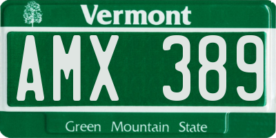VT license plate AMX389