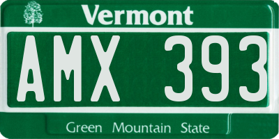 VT license plate AMX393