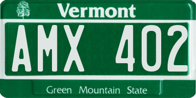 VT license plate AMX402