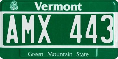 VT license plate AMX443