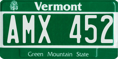VT license plate AMX452