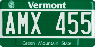 VT license plate AMX455