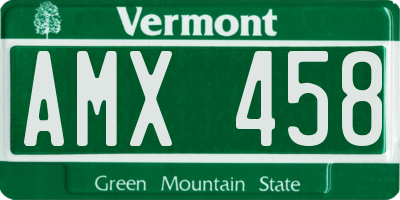 VT license plate AMX458