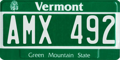 VT license plate AMX492