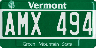 VT license plate AMX494