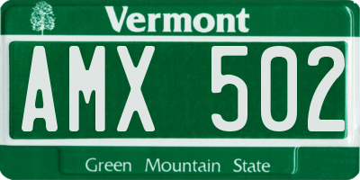 VT license plate AMX502