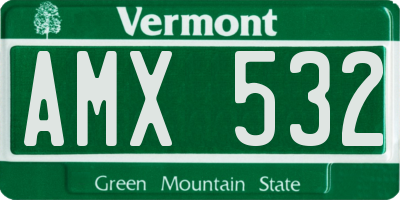 VT license plate AMX532