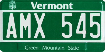 VT license plate AMX545