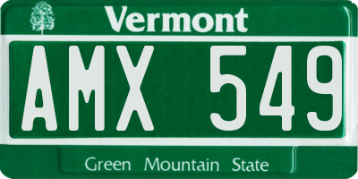 VT license plate AMX549