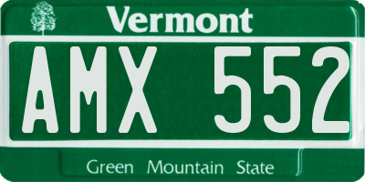 VT license plate AMX552
