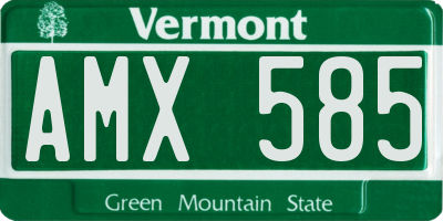 VT license plate AMX585