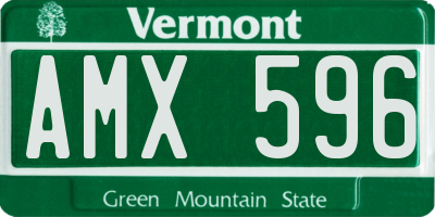 VT license plate AMX596