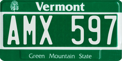 VT license plate AMX597