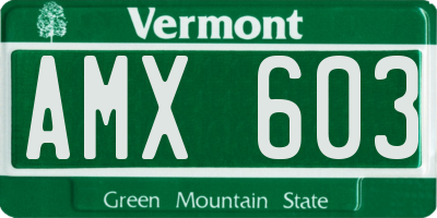 VT license plate AMX603