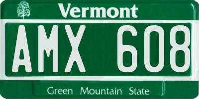 VT license plate AMX608
