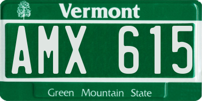 VT license plate AMX615
