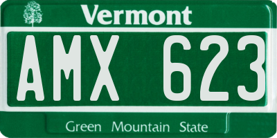 VT license plate AMX623