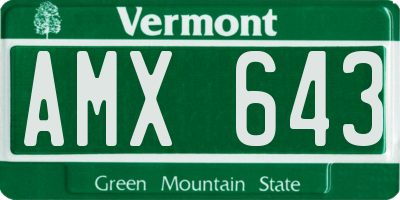 VT license plate AMX643