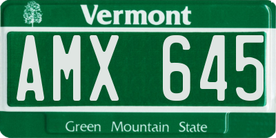 VT license plate AMX645