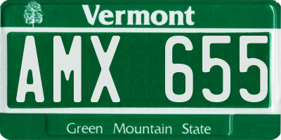 VT license plate AMX655