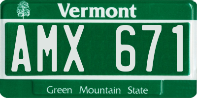 VT license plate AMX671