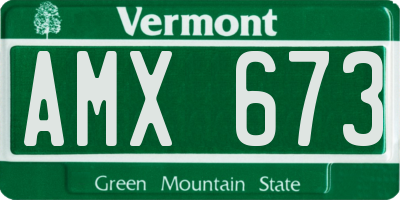 VT license plate AMX673