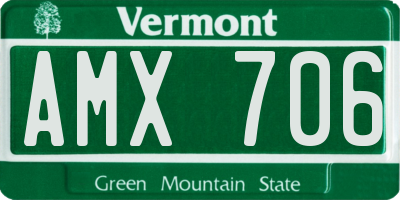 VT license plate AMX706