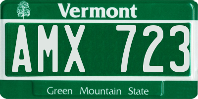 VT license plate AMX723