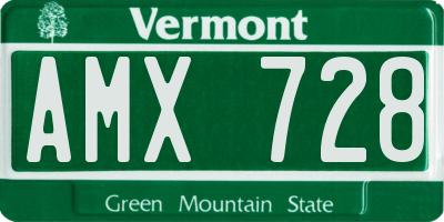 VT license plate AMX728