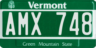 VT license plate AMX748