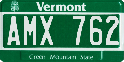 VT license plate AMX762