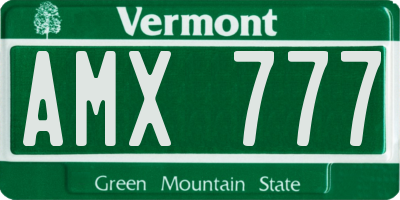 VT license plate AMX777