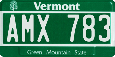 VT license plate AMX783