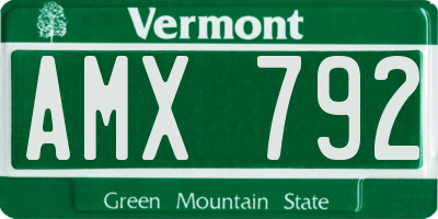 VT license plate AMX792