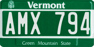 VT license plate AMX794