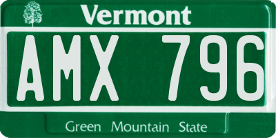 VT license plate AMX796